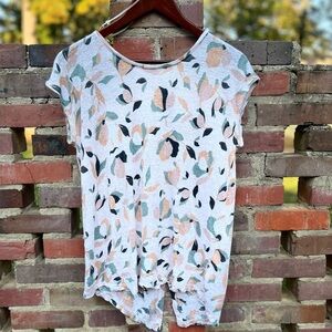 Rachel Zoe Floral Crew Neck Cap Sleeve Asymmetrical T-Shirt